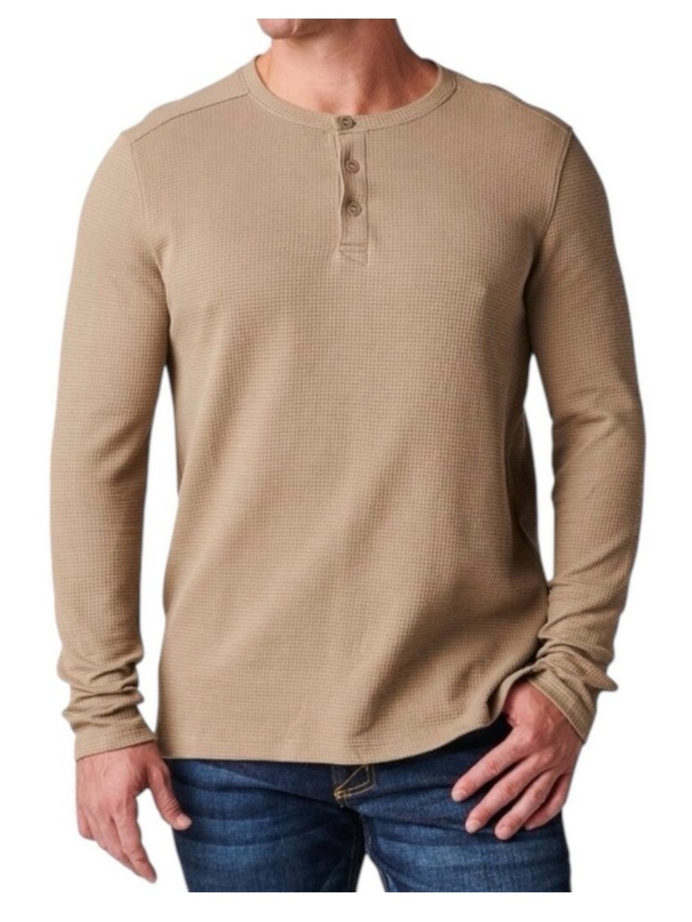 5.11 Jasper Thermal Long Sleeve Shirt Henley Waffle Pull On slize 2X Stone/Tan